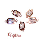 14K Rose Gold Filled White topaz rectangular Link Connector size 12.0x6.0 mm, Topaz gold filled link, Connector, Jewelry making - 1 piece