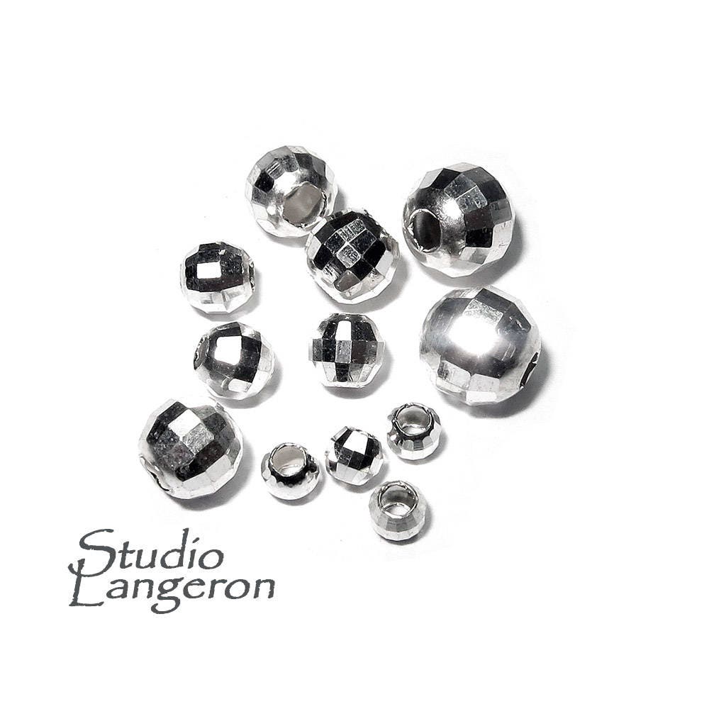 925 Sterling Silver Disco cut shiny Beads Size 2.5, 3, 4, 5, 6 mm, Jewelry making, Disco Ball Spacer Beads, Silver round beads - 1 piece