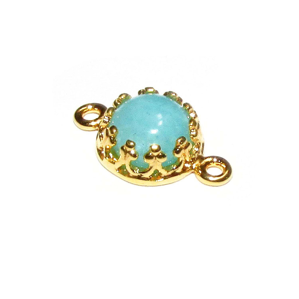 14K Gold Filled natural Amazonite round Link Connector size 14x7 mm, Natural Amazonite silver link, Jewelry making, Connector - 1 piece