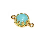 14K Gold Filled natural Amazonite round Link Connector size 14x7 mm, Natural Amazonite silver link, Jewelry making, Connector - 1 piece