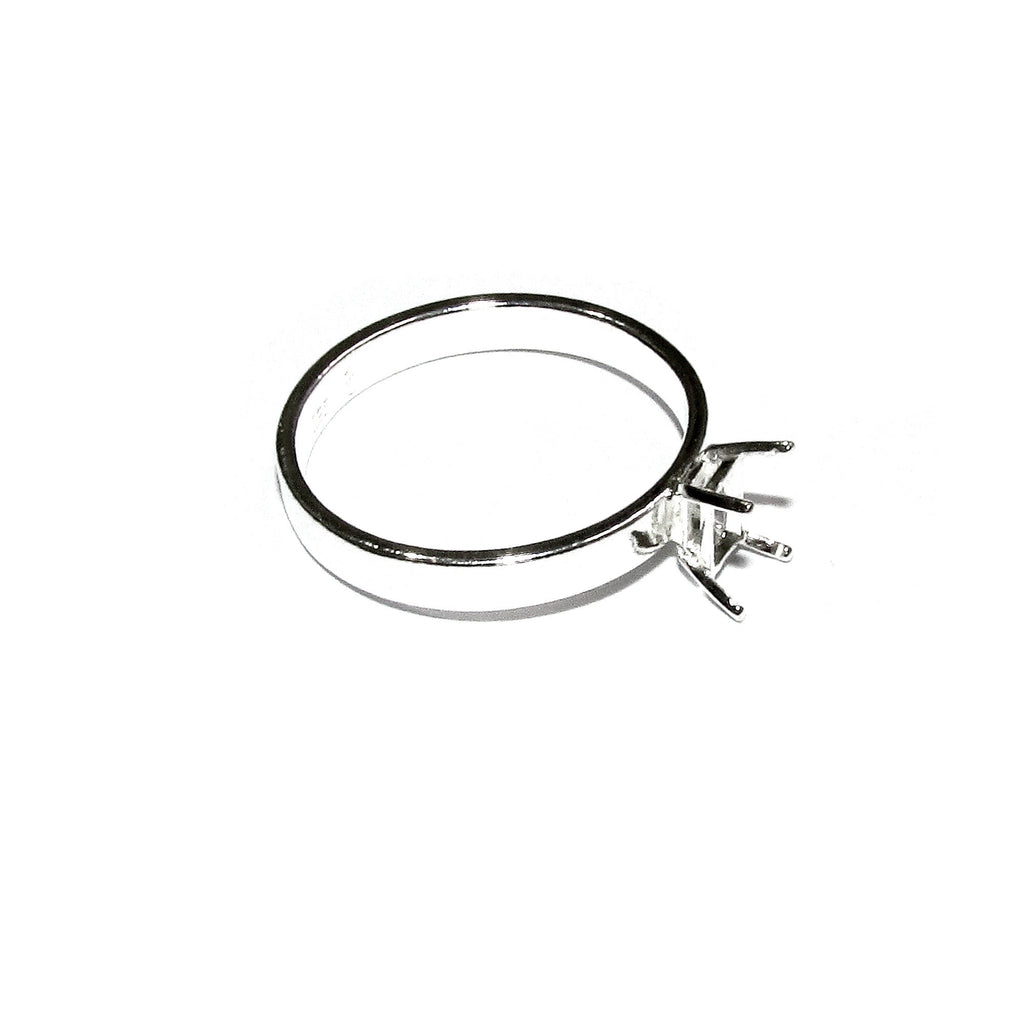 925 sterling silver blank ring with rectangular 4-Prong Setting 4x6mm size 4-11, Jewelry making, base ring, Setting, Prong setting - 1 piece