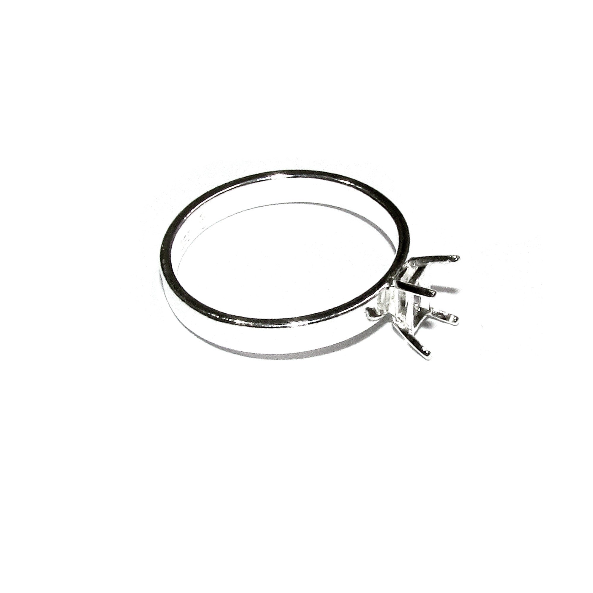925 sterling silver blank ring with rectangular 4-Prong Setting 4x6mm size 4-11, Jewelry making, base ring, Setting, Prong setting - 1 piece