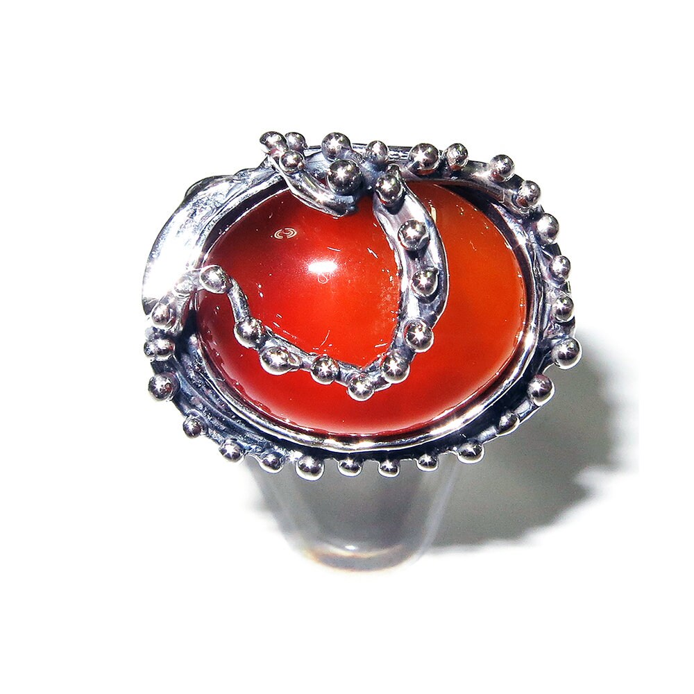 Statement Natural opal ring 925 sterling silver size 9, Handmade ring, single copy, sterling silver, Orange opal, silver ring, gemstone