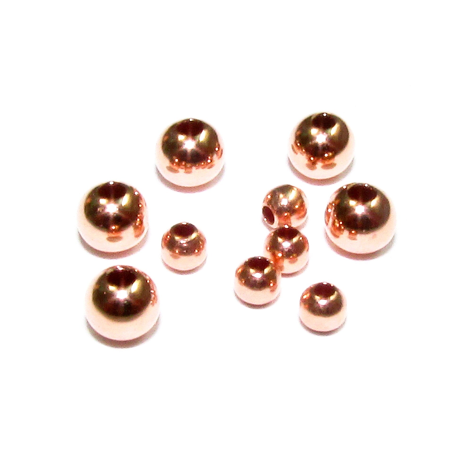 14K solid rose gold seamless round beads size 2.0, 3.0 mm, rose gold beads, round beads, Jewelry making, solid gold, Gold beads - 1 piece