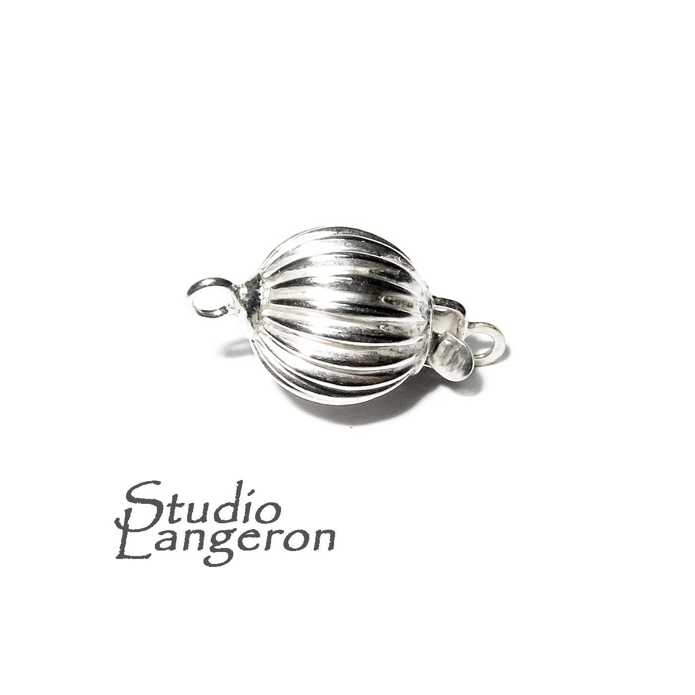 925 Sterling silver Bead Corrugated Safety Clasp size 6 mm, Silver bead clasp, Jewelry making, Silver Clasp, 925 Sterling silver - 1 piece