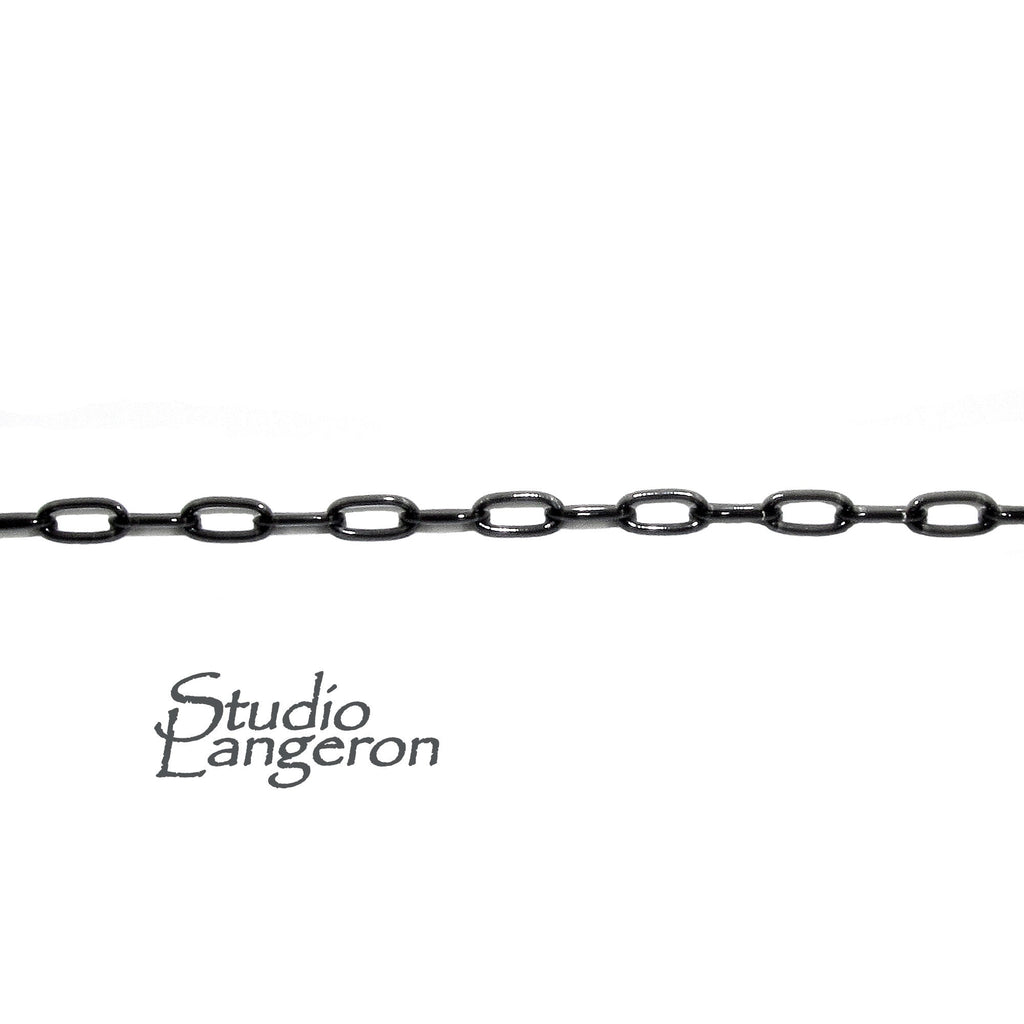 2.5x5.5 mm 925 Sterling Silver Black Rhodium Plated oval cable chain, oval silver chain, Black Rhodium, Jewelry making - 1 Ft (30 cm)