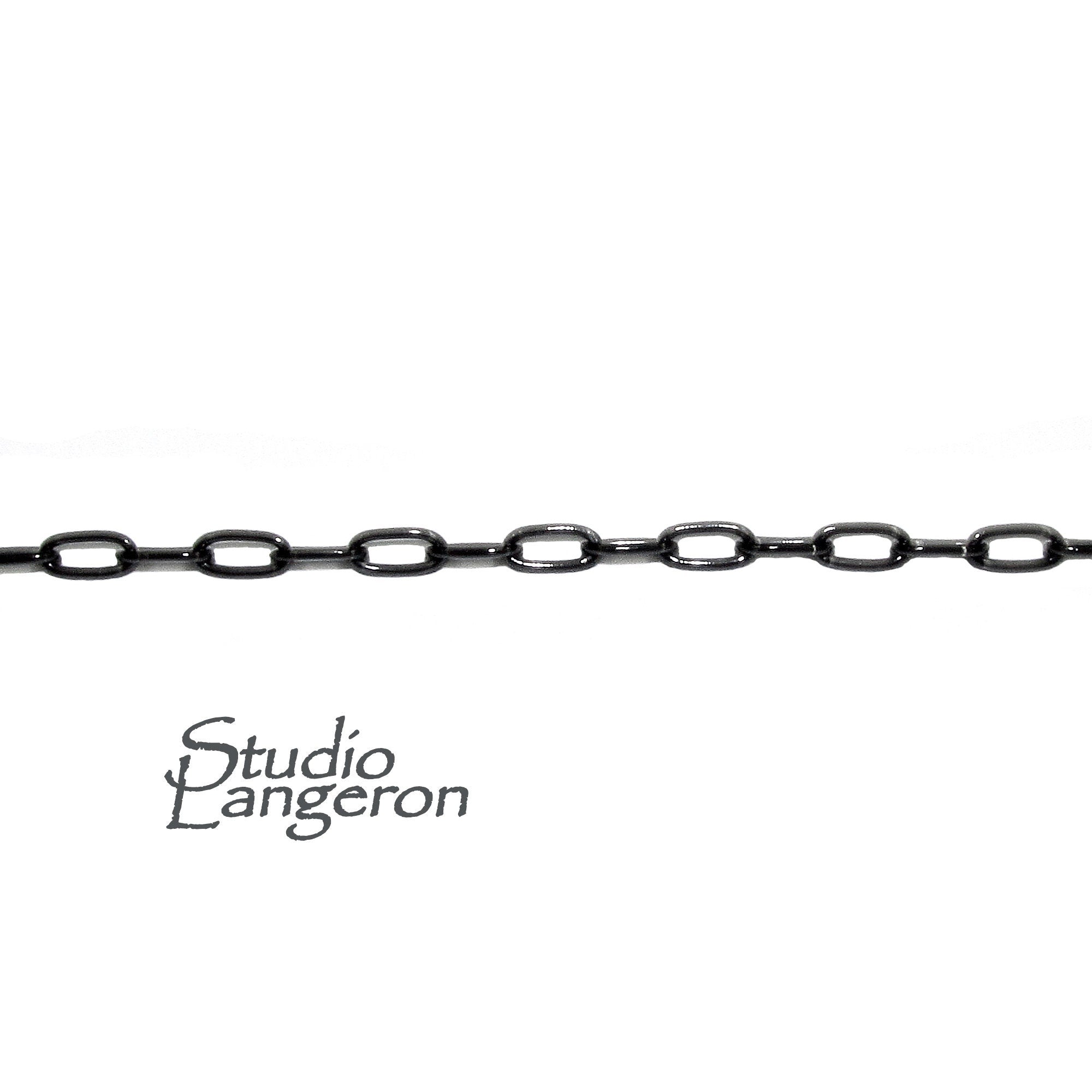 2.5x5.5 mm 925 Sterling Silver Black Rhodium Plated oval cable chain, oval silver chain, Black Rhodium, Jewelry making - 1 Ft (30 cm)