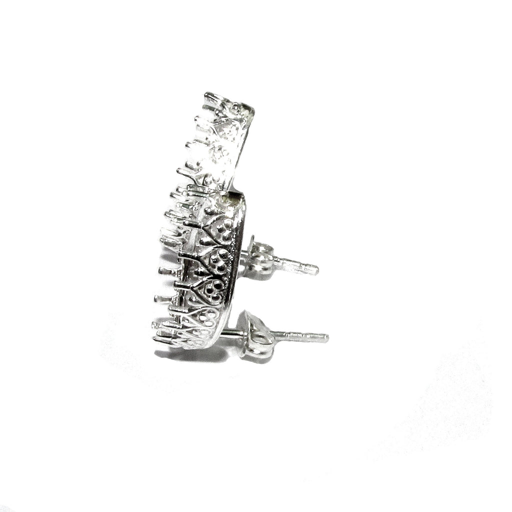 925 Sterling Silver Blank earrings size 14x9 mm with marquise Bezel cup, Jewelry making, Setting, Base Earrings post - 1 pair (2 pieces)
