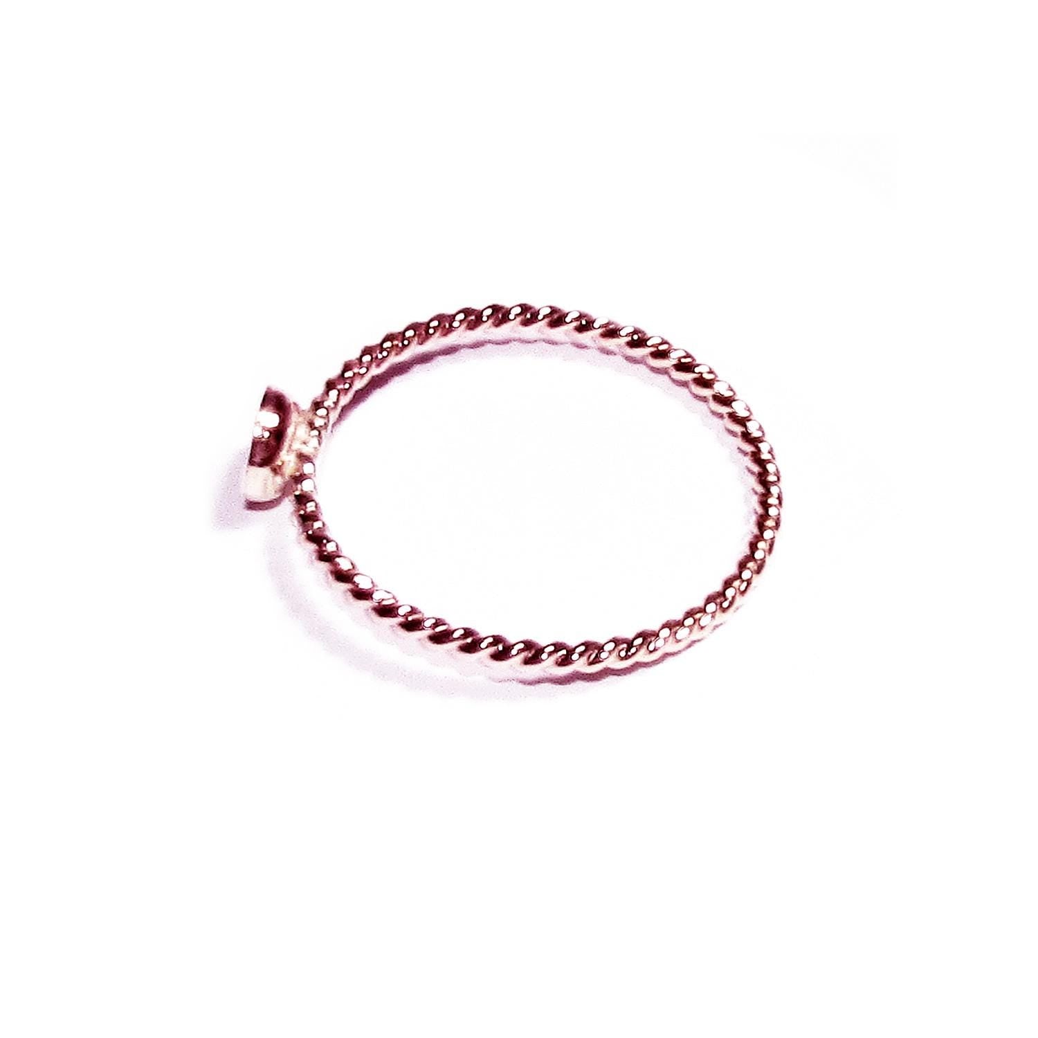 14K Rose gold filled twisted blank ring with bezel cup 4mm size 4, 5, 6, 7, 8, 9, 10, 11, Jewelry making, Mounting ring, bezel cup - 1 piece