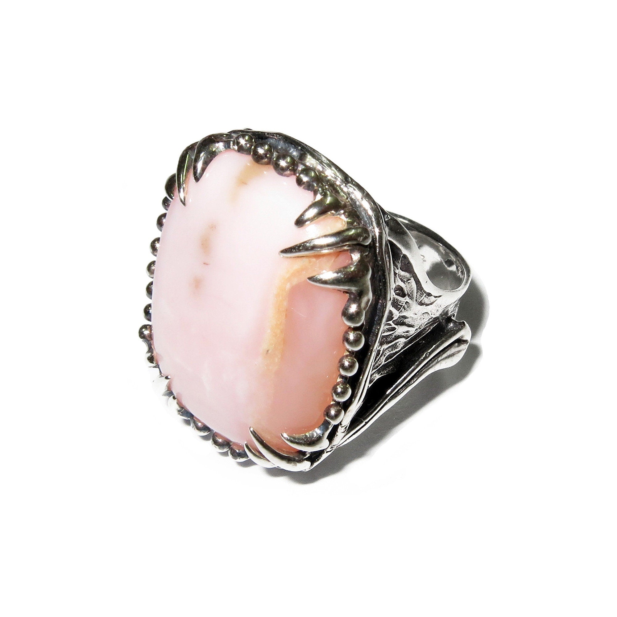 Statement Natural Peruvian pink opal ring 925 sterling silver size 8, Handmade ring, single copy, sterling silver, Pink opal, silver ring