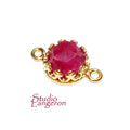 14K Gold Filled natural Ruby round Link Connector size 14x7 mm, Natural Ruby silver link, Jewelry making, Connector - 1 piece