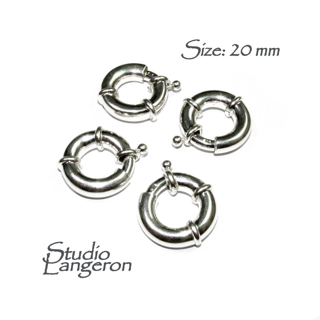 925 Sterling Silver Spring ring Clasps sizes 20 mm, Spring ring clasp, Jewelry making, Sterling silver, 925 Silver clasp, Clasp - 1 piece
