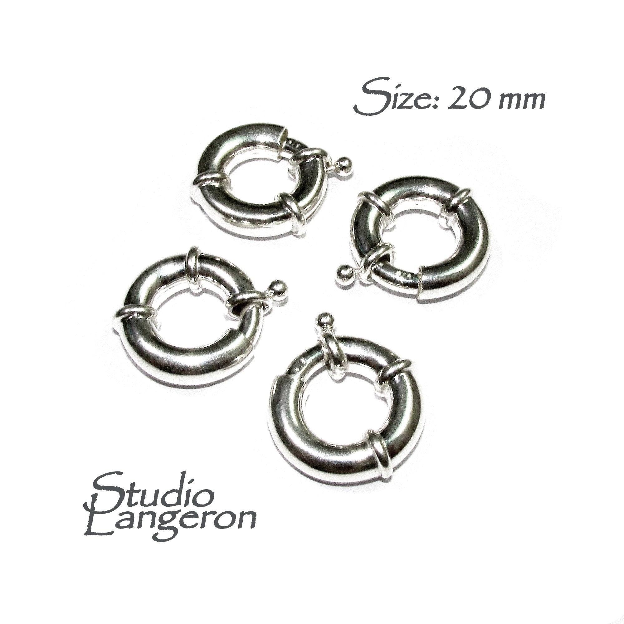 925 Sterling Silver Spring ring Clasps sizes 20 mm, Spring ring clasp, Jewelry making, Sterling silver, 925 Silver clasp, Clasp - 1 piece