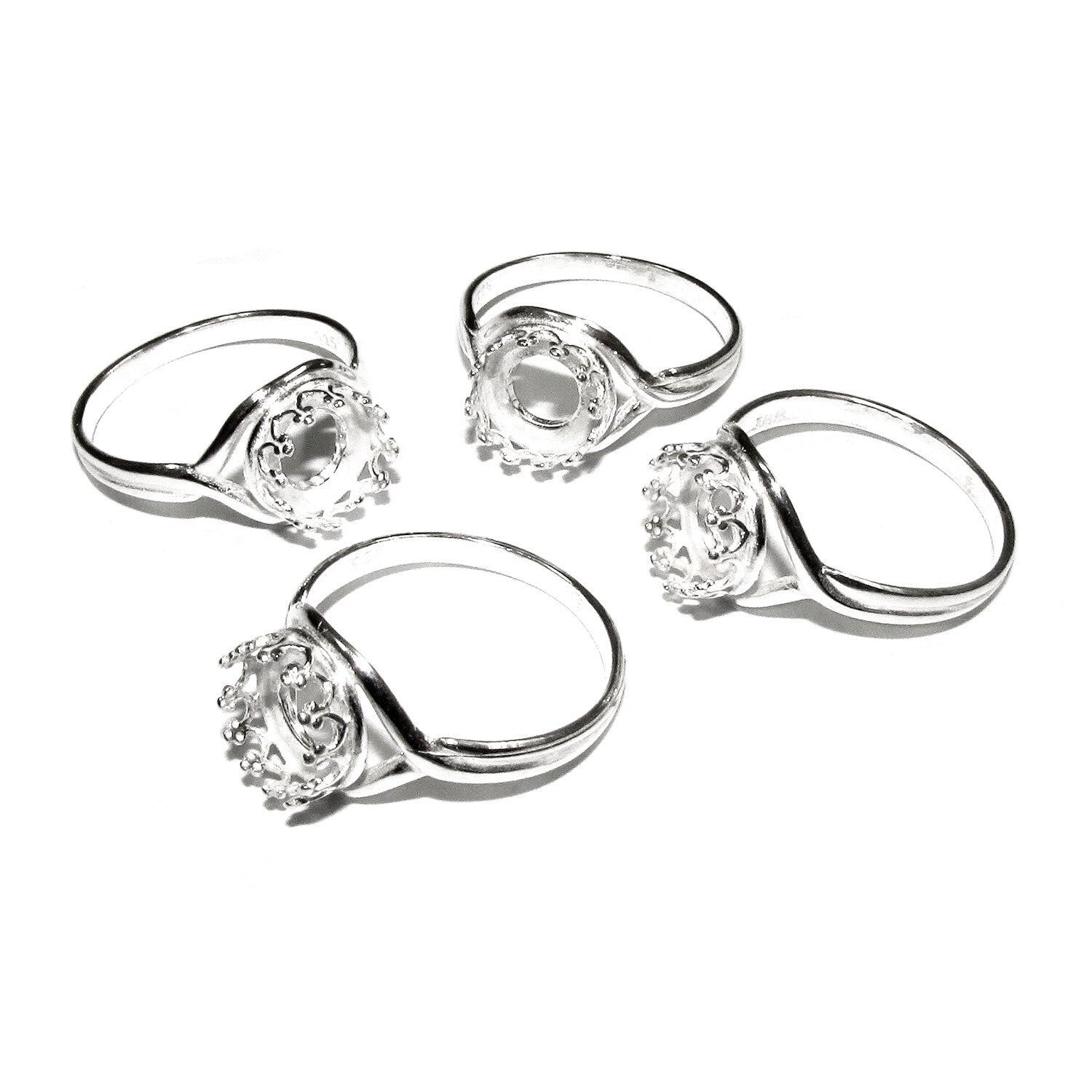 8 mm 925 sterling silver blank ring with bezel cup size 5, 6, 7, 8, 9, silver ring, bezel cup, base ring, Jewelry making, setting - 1 piece
