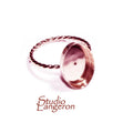 14K Rose gold filled twisted blank ring with bezel cup 10x12mm size 4 - 11, Base ring, Bezel cup, Jewelry making, Rose gold filled - 1 piece