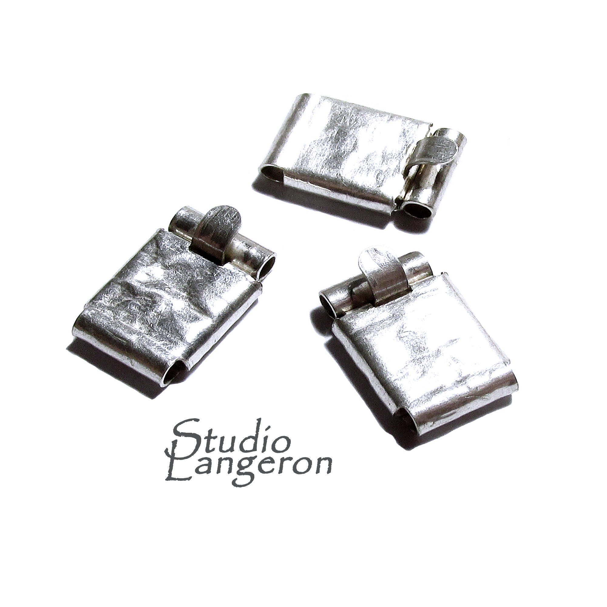 925 Sterling Silver Hammered Box Jewelry Clasps size 16x10mm, Hammered Box clasp, Jewelry making, Silver Clasps, Rectangular clasp - 1 piece