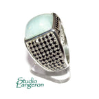 Amazonite man handmade ring 925 sterling silver size 9 1/2, single copy, sterling silver, natural Amazonite, man ring, Handmade ring