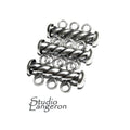 925 Sterling Silver Oxidized Twisted Tube Bar Clasp 3-Hole size 4.3x22 mm, Silver Clasps, Slide Clasps, Jewelry making, Tube clasp - 1 piece
