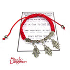 Red string bracelet, Red bracelet with prayer, Jerusalem, Judaism, Red string from Israel, Ben Porat prayer, Jerusalem, Israel, Evil eye