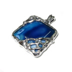 Agate blue pendant 925 sterling silver size 2.5x2.5 cm, single copy, Natural Agate, Handmade pendant, Blue, Gemstone, Agate pendant