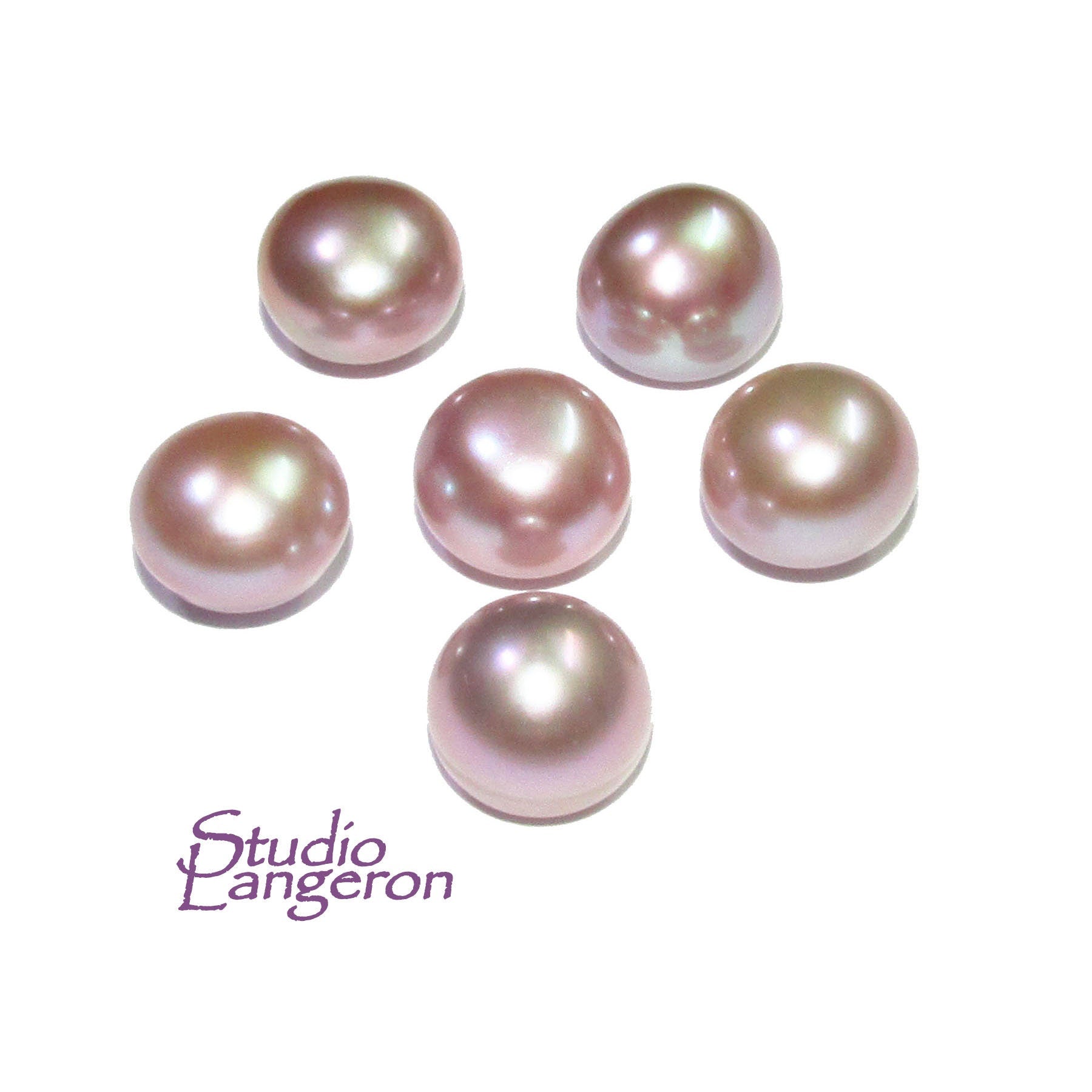 11 mm Lilac pearls half-drilled Cabochon, Natural Pearl, Lilac pearls Gemstone, Round pearl, Jewelry making, ring, earrings - 1 piece