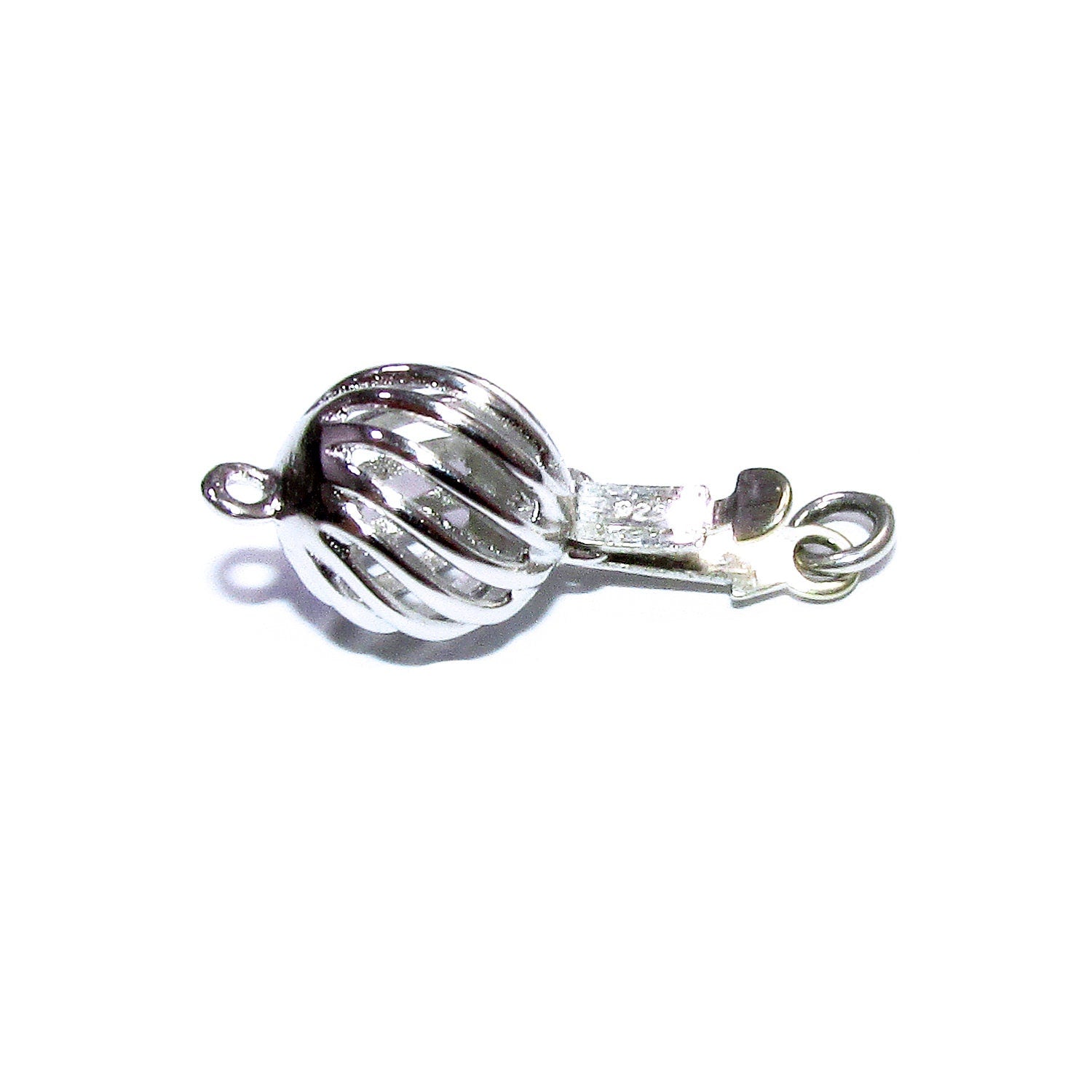 925 Sterling Silver Twist Round Clasp size 8 mm, Silver bead clasp, Jewelry making, 925 Sterling silver, Twist round clasp - 1 piece