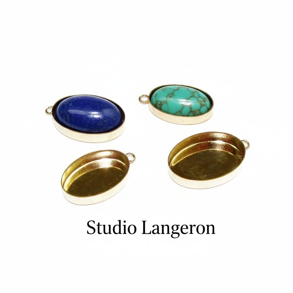 14K Yellow solid gold Oval Bezel Cup size 6x8, 8x10, 10x12, 10x14mm, Oval Bezel cup, Jewelry making, Solid gold bezel cups - 1 piece