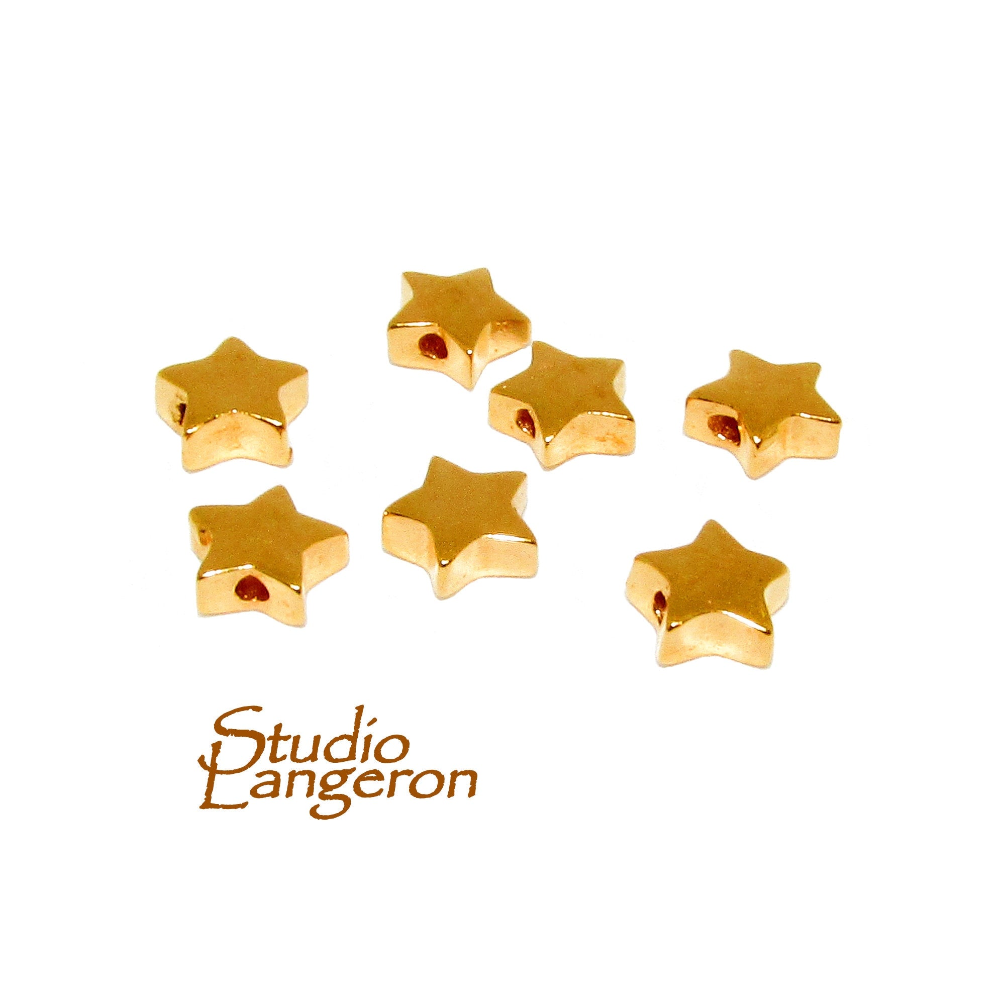 14K Gold filled Star flat beads size 6.7x2.5 mm, Flat beads, Beads for bracelets, 14K Gold filled, Jewelry making, Star Bead - 1 piece