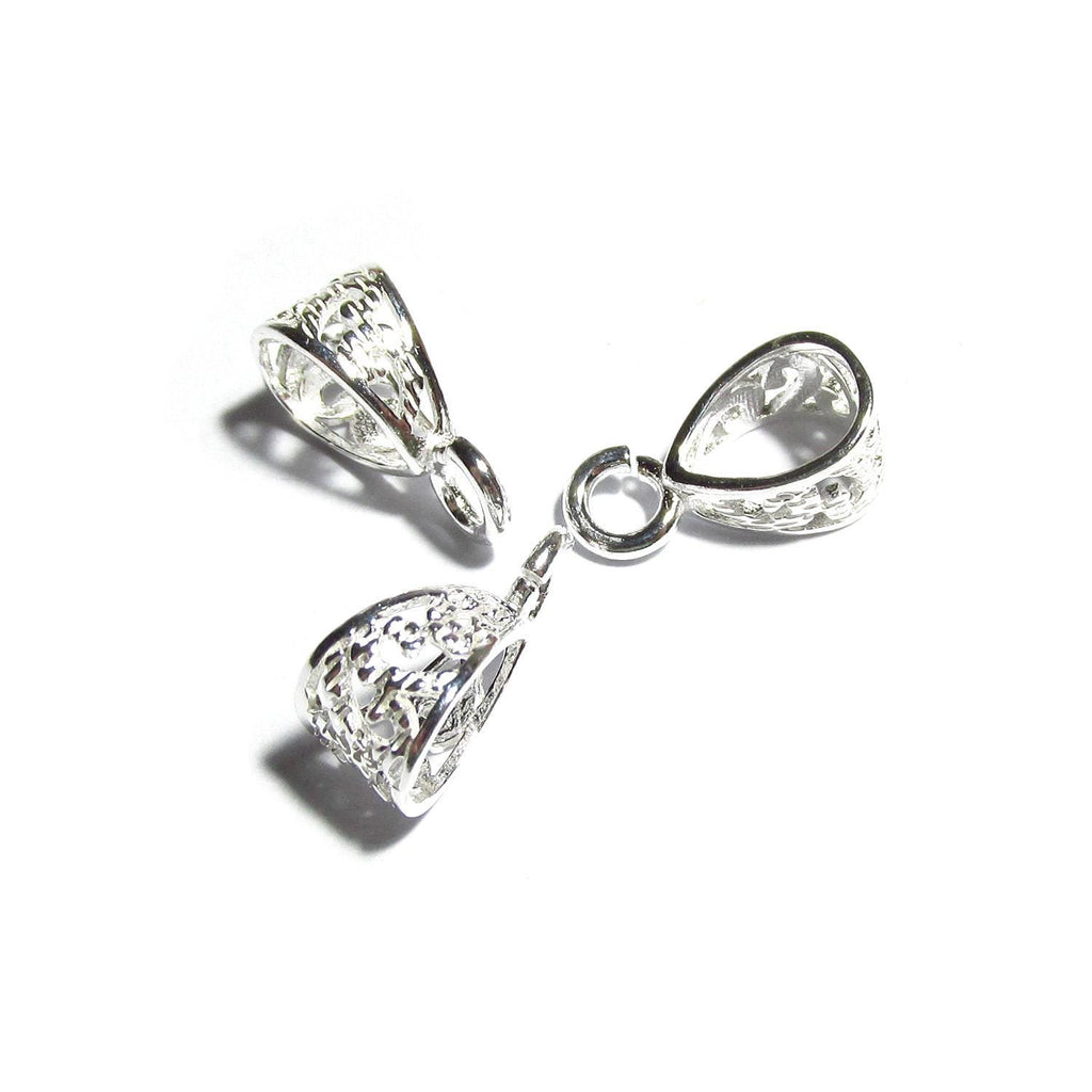 925 Sterling silver delicate filigree Pendant Bails with hook, Bail with hook, sterling silver Bail, Bail finding, Jewelry making - 1 piece