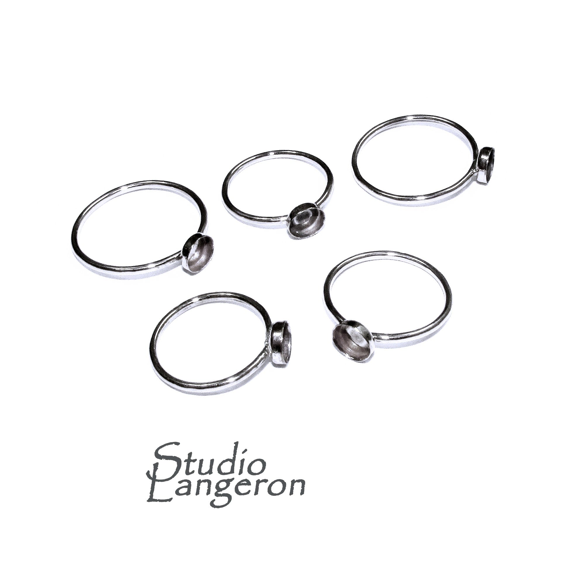 925 sterling silver blank ring with bezel cup 4mm size 4, 5, 6, 7, 8, 9, 10, 11, silver ring, bezel cup, base ring, Jewelry making - 1 piece