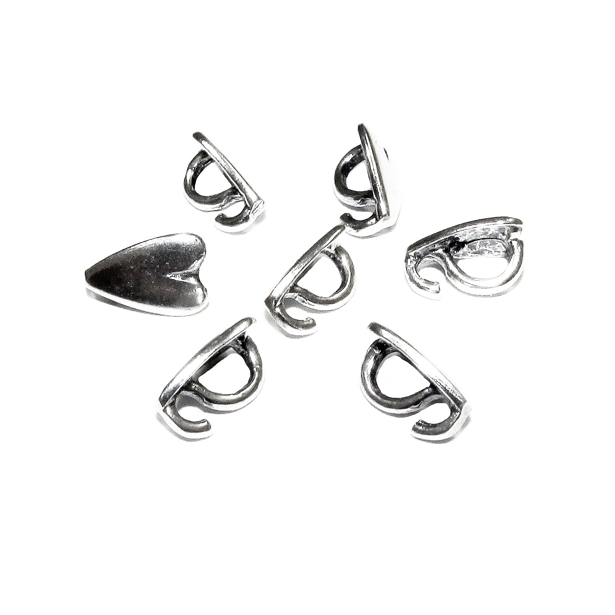 925 Sterling silver decorative Heart Pendant Bails, sterling silver Bail, Jewelry making, Bail finding, bail for pendant, silver - 1 piece