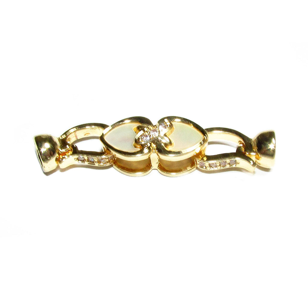 14K Yellow Gold filled Hook Eye Clasps Large with mother of pearl, Gold Filled Hook Eye clasp, Jewelry making, Gold Filled clasp - 1 piece