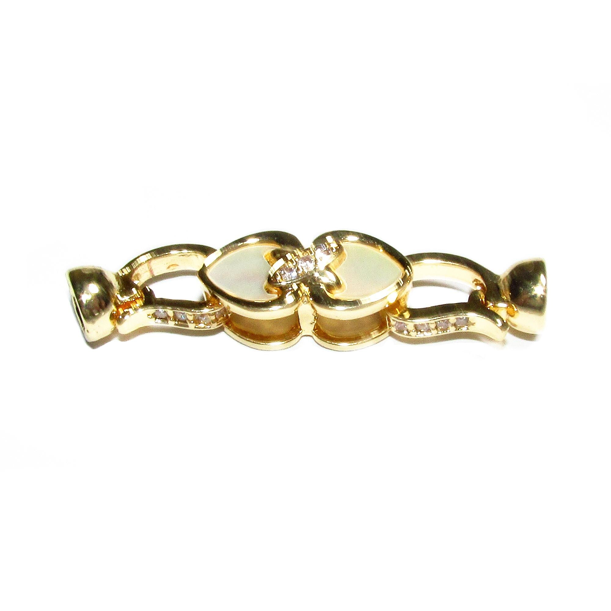 14K Yellow Gold filled Hook Eye Clasps Large with mother of pearl, Gold Filled Hook Eye clasp, Jewelry making, Gold Filled clasp - 1 piece