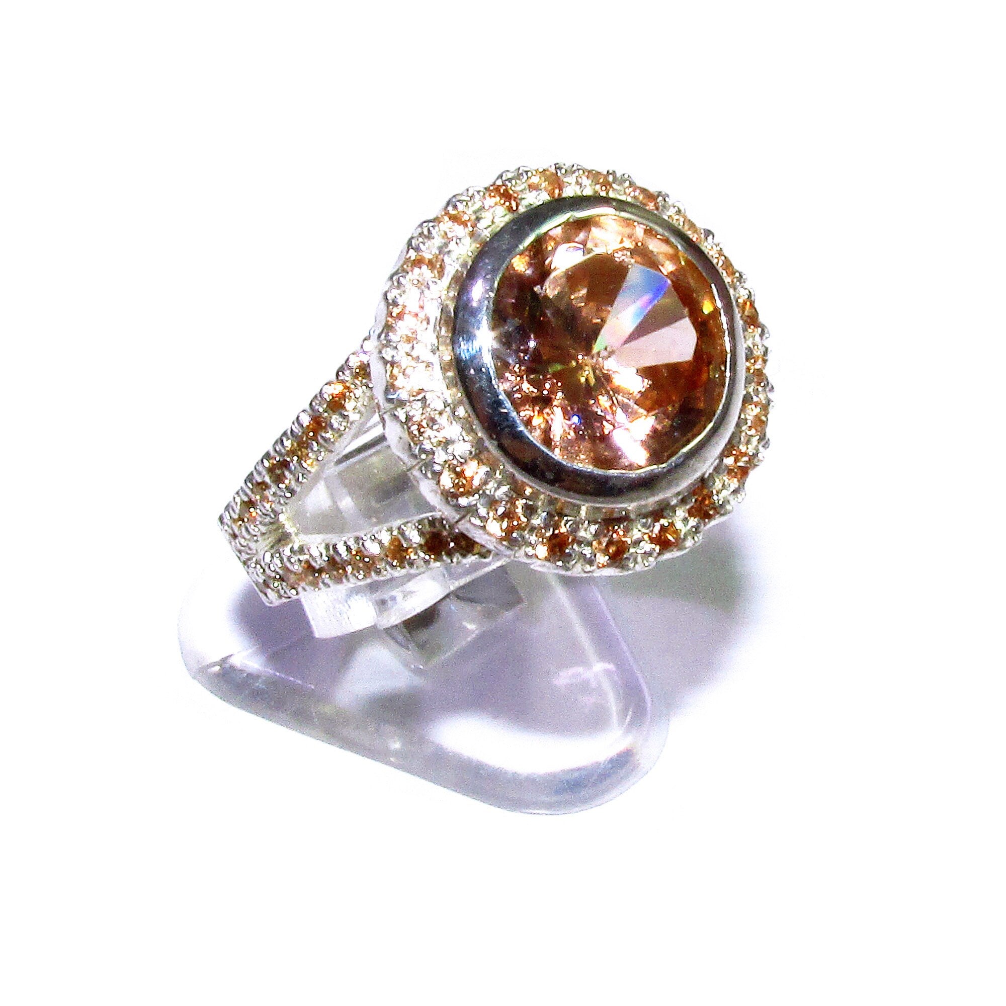 Champagne topaz ring 925 sterling silver size 7 1/2, handmade ring, single copy, Statement ring, Champagne topaz, silver ring, gemstone