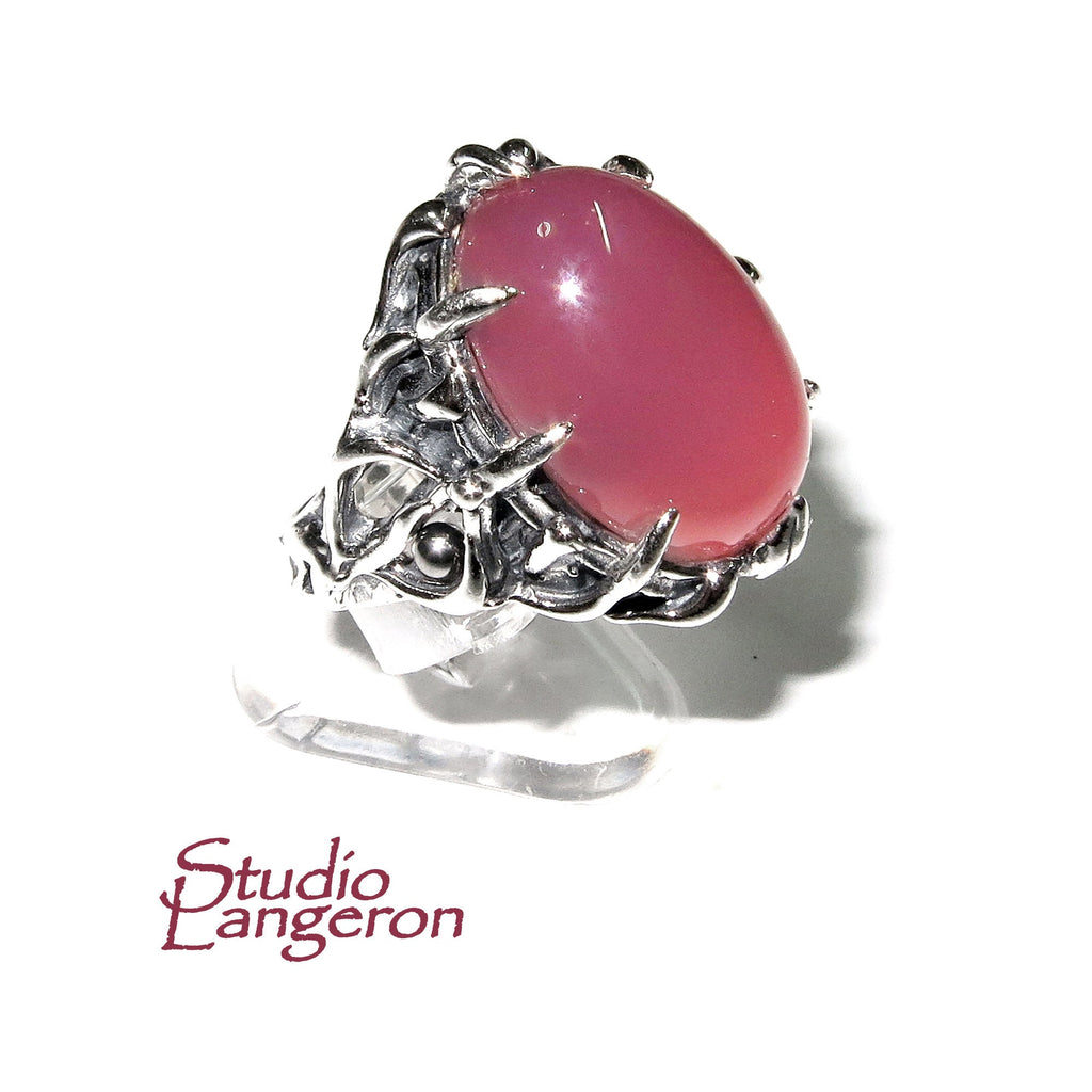 Statement Chalcedony ring 925 sterling silver size 7, Handmade ring, single copy, 925 sterling silver, Natural Lavender Chalcedony, gemstone