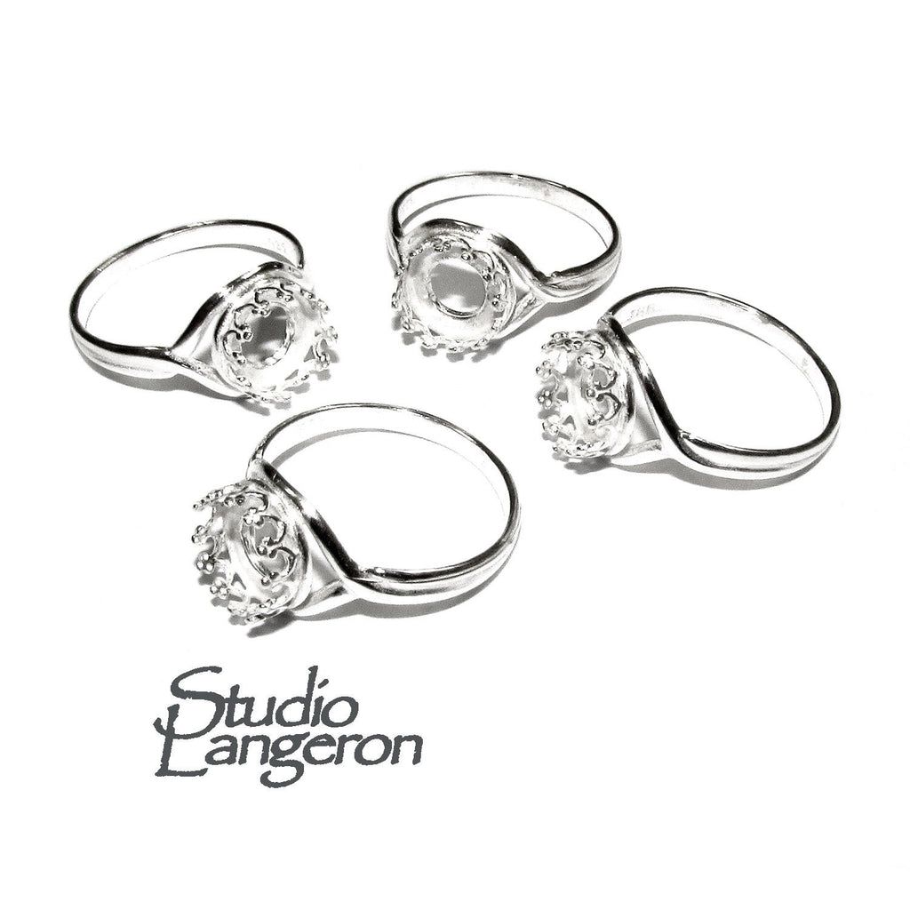 8 mm 925 sterling silver blank ring with bezel cup size 5, 6, 7, 8, 9, silver ring, bezel cup, base ring, Jewelry making, setting - 1 piece