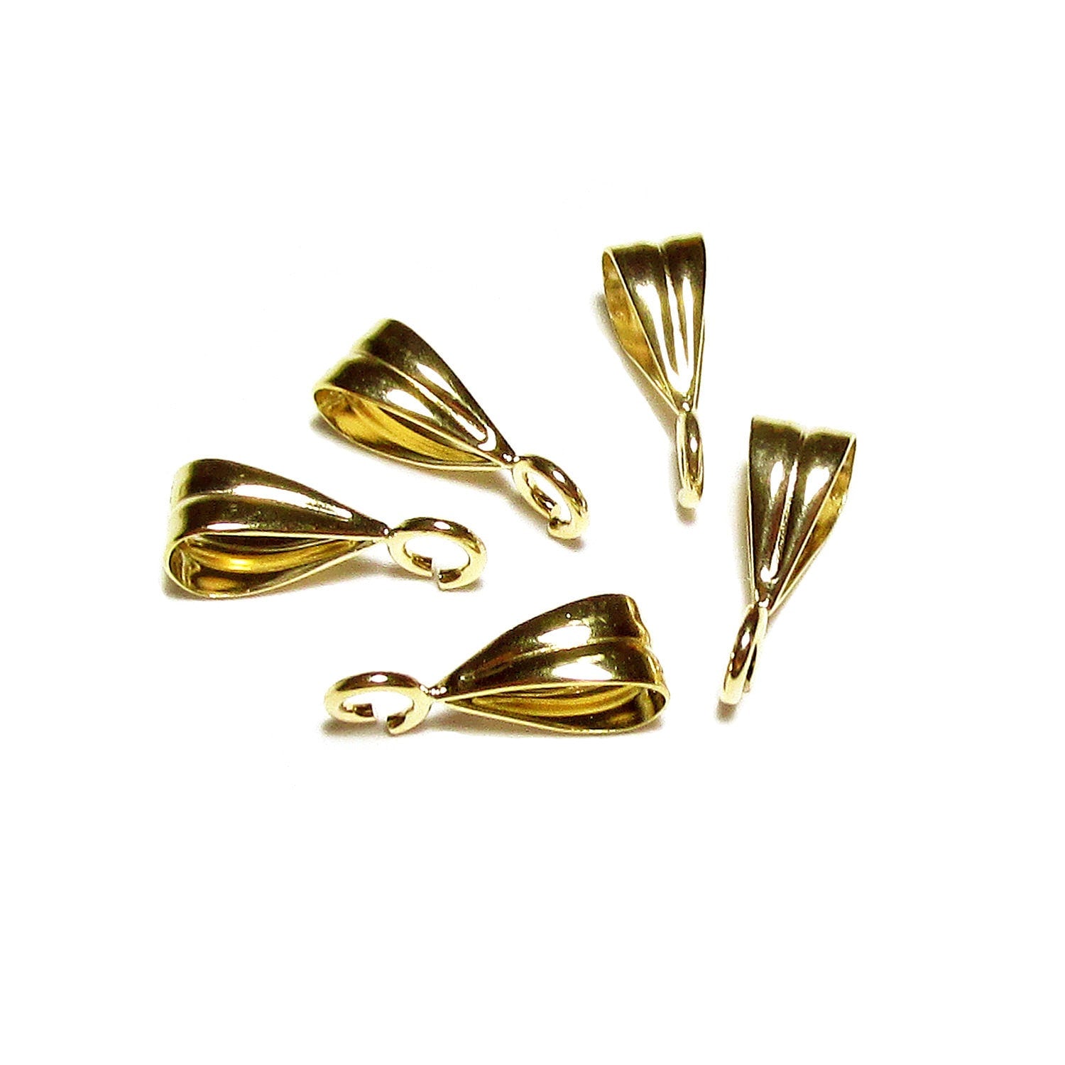 14K Solid gold grooved bail With fixed open ring size 6.3x3.0 mm, Solid gold Bail, Jewelry making, Bail findings, Pendant bail - 1 piece