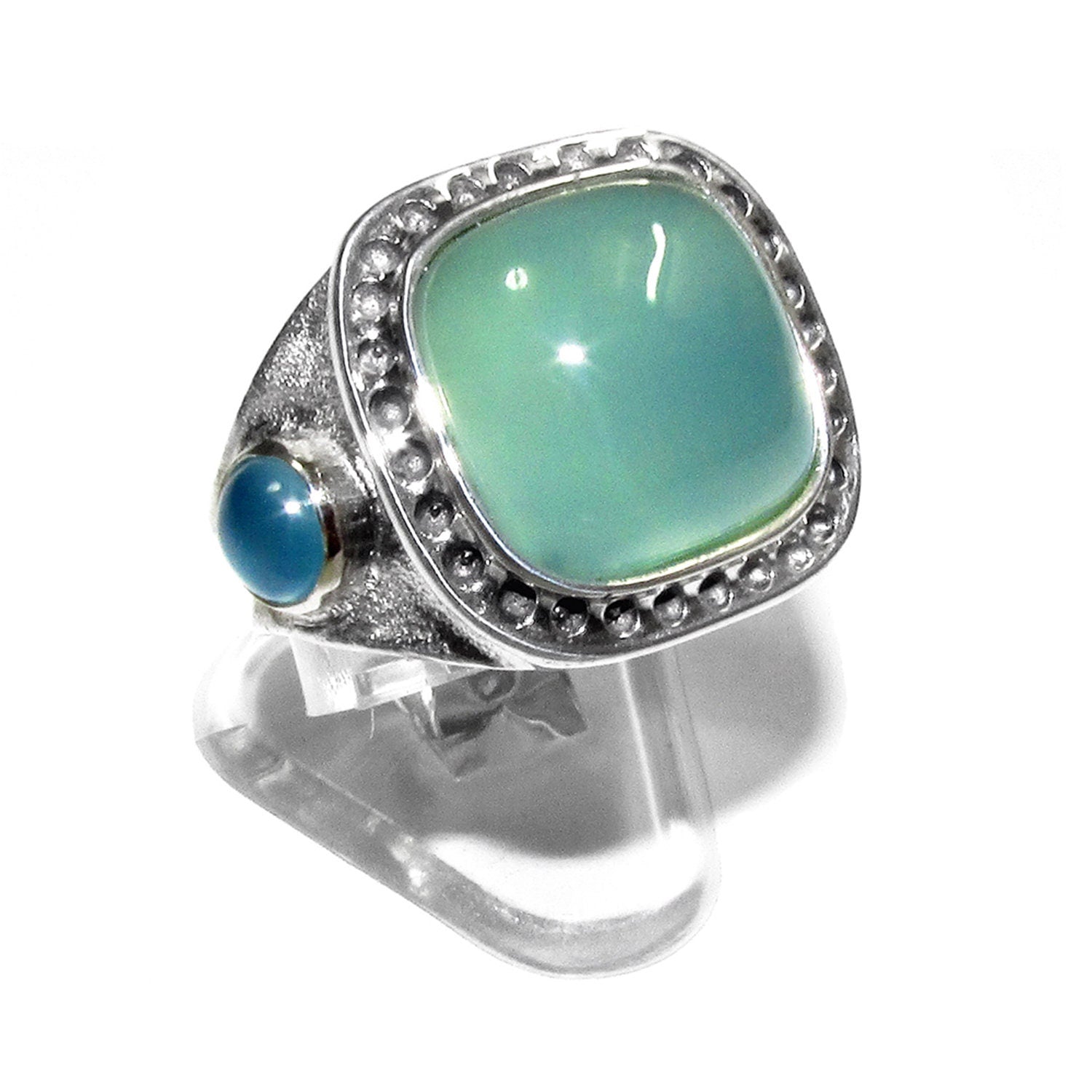 Statement Aqua chalcedony ring 925 sterling silver size 7, Handmade ring, single copy, Aqua chalcedony, Ring, gemstone, Silver ring