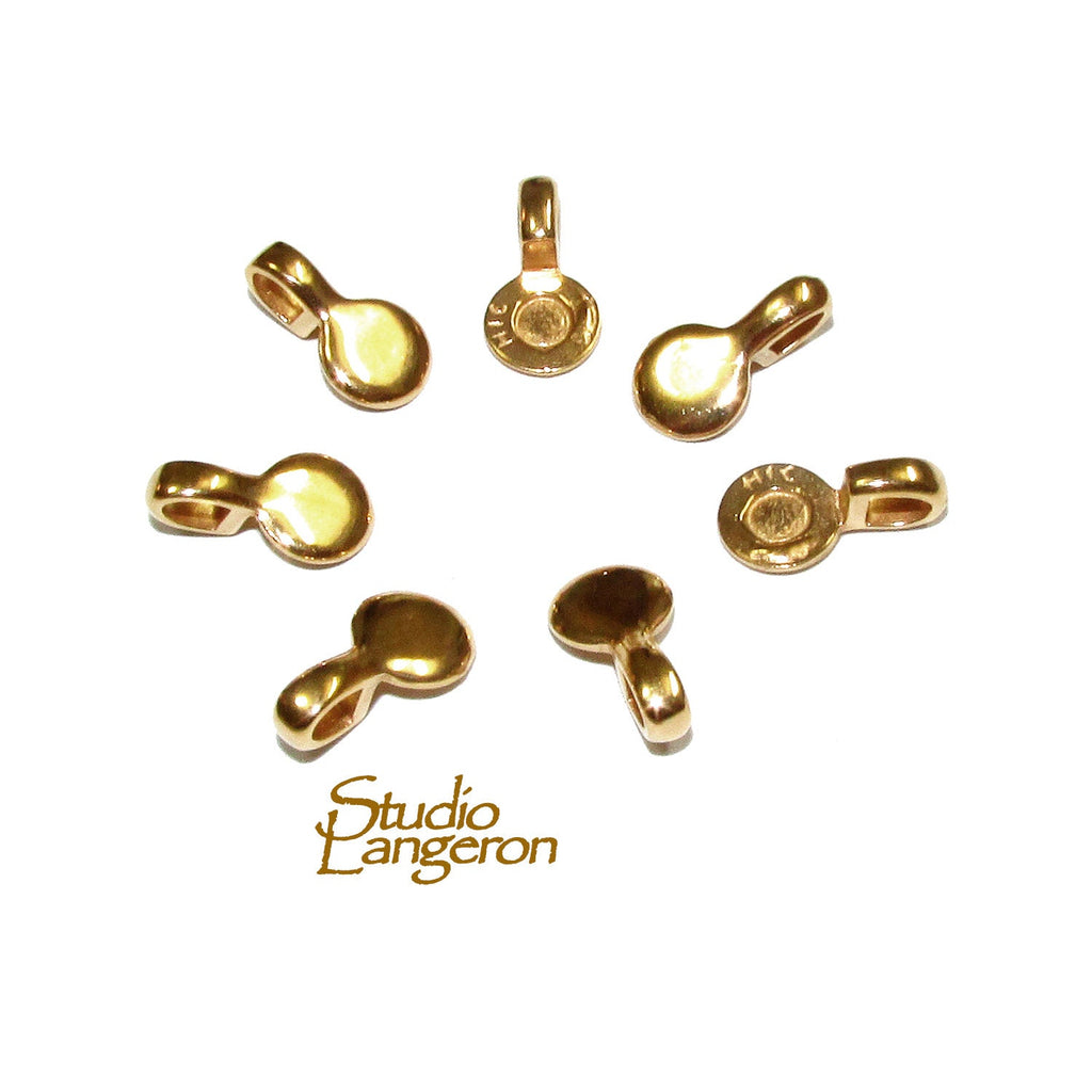 14K Yellow gold filled small round Glue-on Pendant Bails - 1 piece