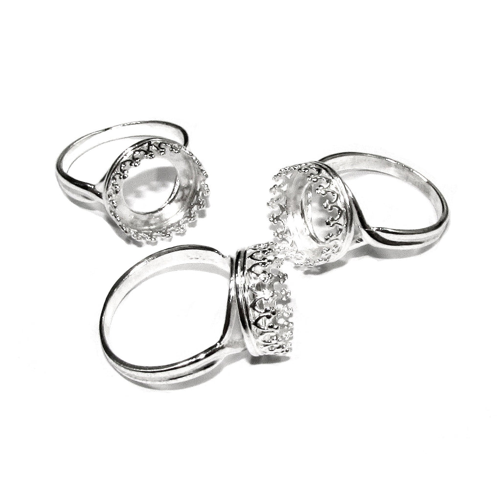 12 mm 925 sterling silver blank ring with bezel cup size 5, 6, 7, 8, 9, silver ring, bezel cup, base ring, setting, Jewelry making - 1 piece