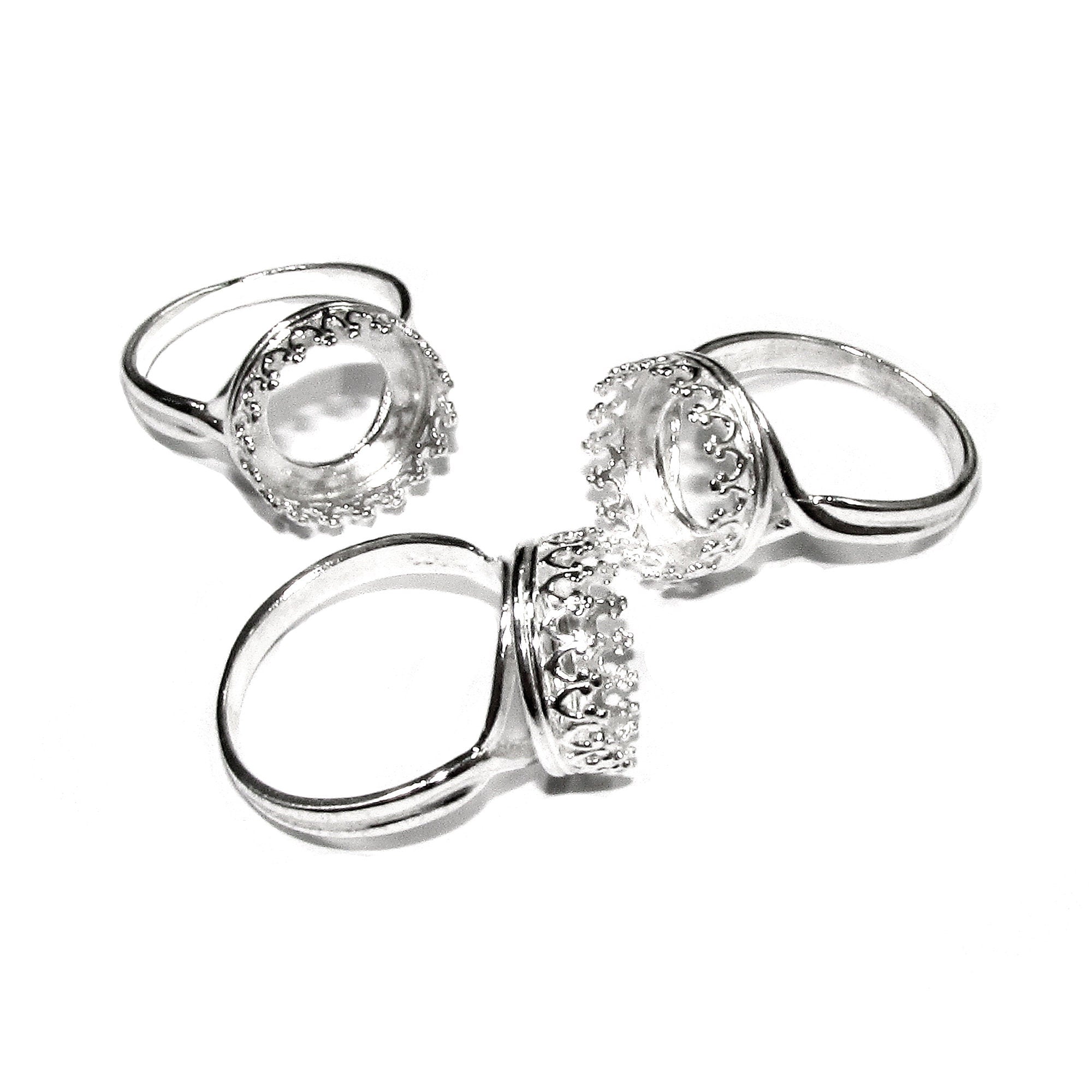 12 mm 925 sterling silver blank ring with bezel cup size 5, 6, 7, 8, 9, silver ring, bezel cup, base ring, setting, Jewelry making - 1 piece
