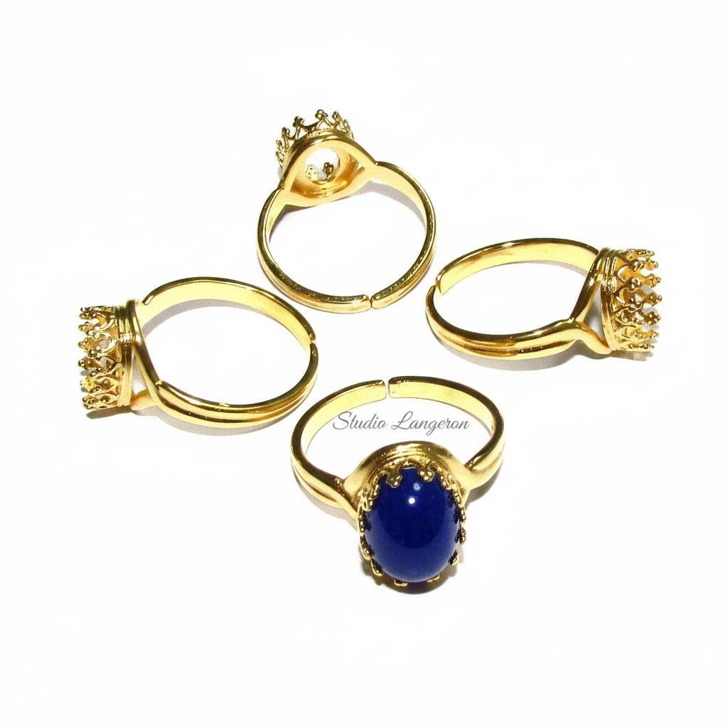 14K Yellow gold filled open blank ring with bezel cup 8x10 mm, base ring, Setting, bezel cup, jewelry making, ring gold filled - 1 piece