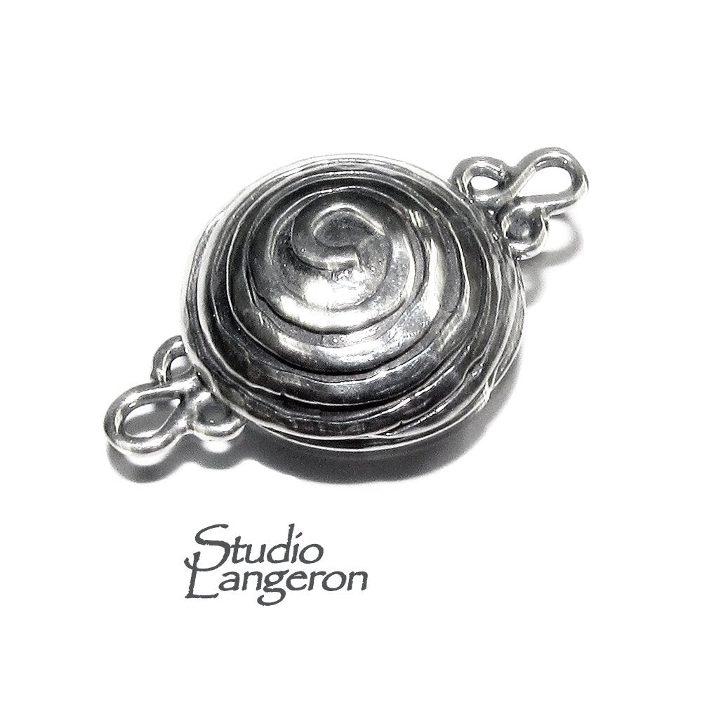 925 Sterling Silver Button Padlock Large Magnetic Clasp, Magnetic clasp, Silver clasp, Large clasp, Silver, Jewelry making - 1 piece