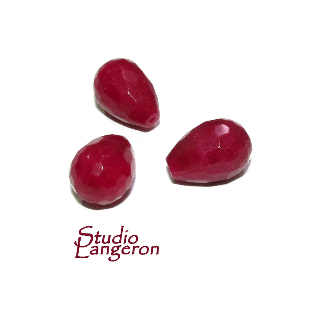 Natural African ruby Teardrop faceted half drilled Beads size 14x10 mm, Natural African ruby Half Drilled Beads, Jewelry making - 1 piece