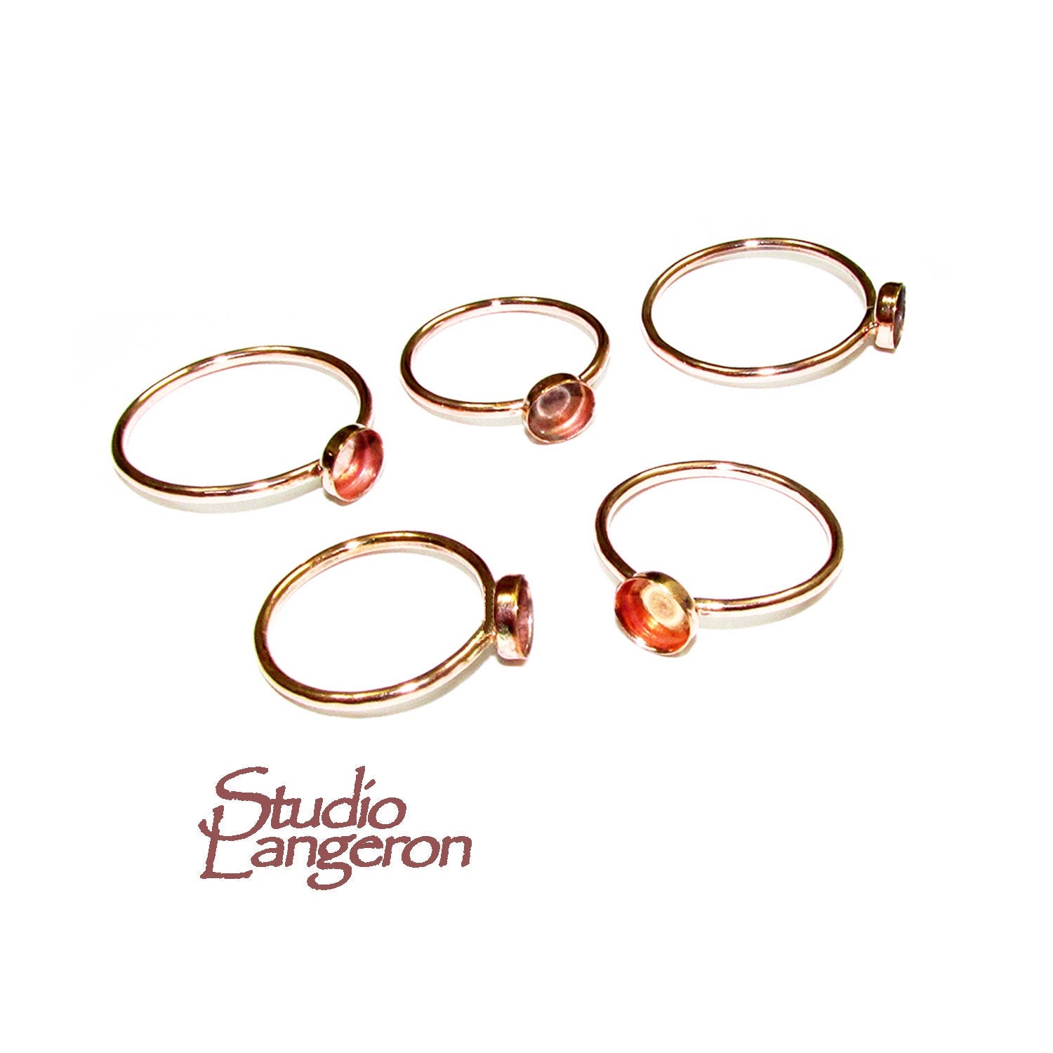 14K Rose gold filled blank ring with bezel cup 5 mm size 4 - 11, Base ring, Rose Gold filled ring, setting, jewelry making - 1 piece