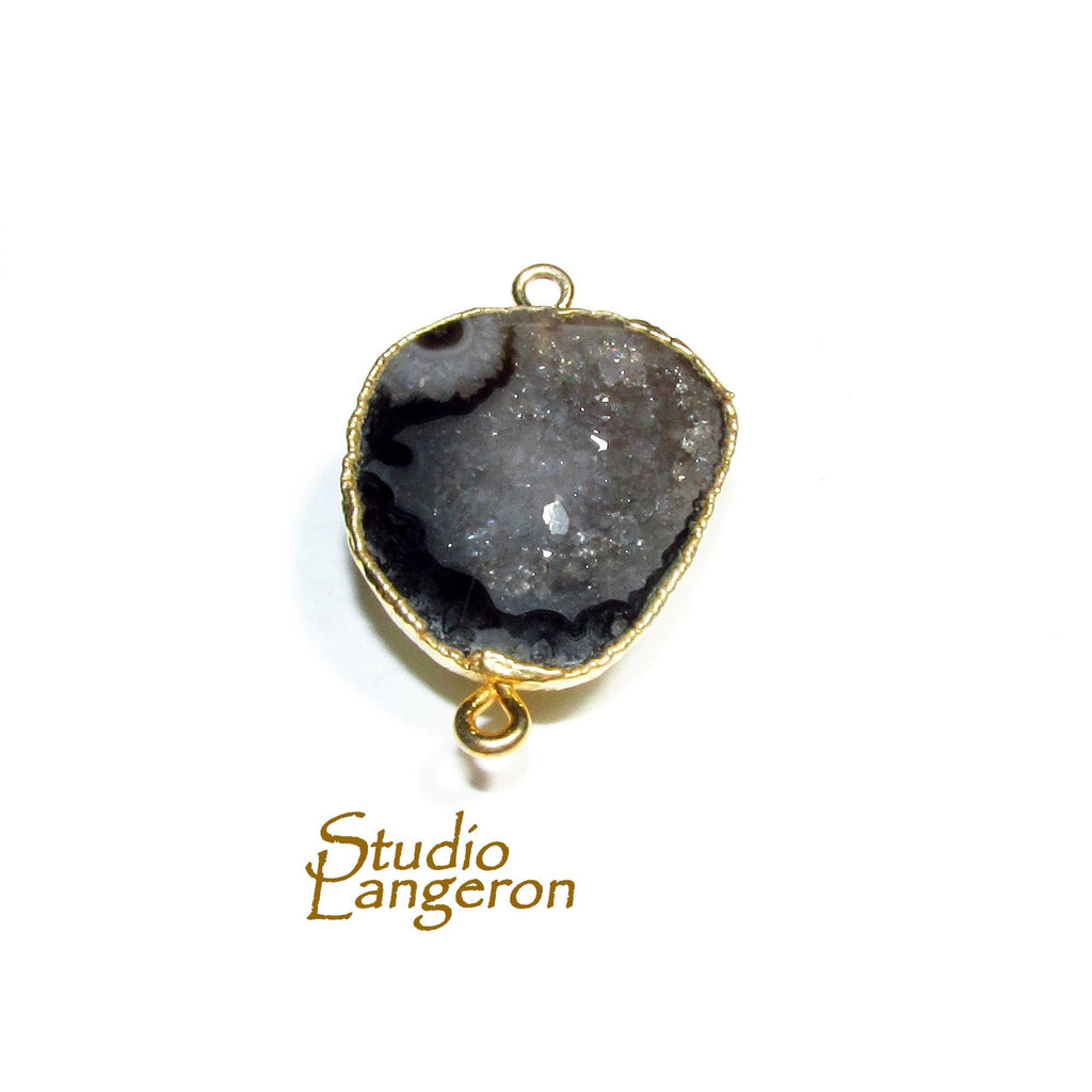 SALE!  Agate druse connector size 21x19mm, Natural agate, Natural Gemstone, Jewelry making - 1 piece
