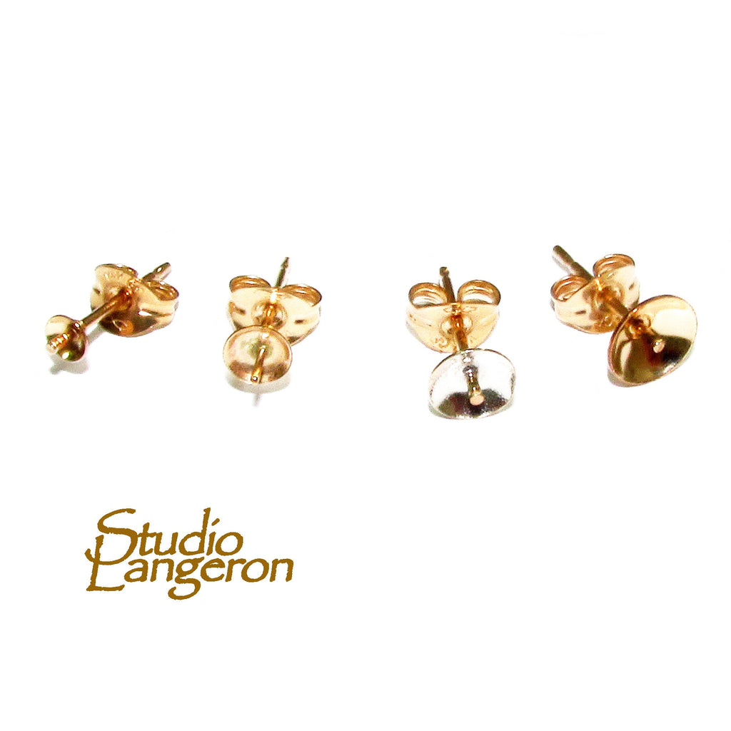 14K Gold Filled Pearl Post Earring Mountings size 3, 4, 5, 6, 7 mm, Jewelry making, Setting, Blank earrings, Gold filled - 1 pair (2 pieces)