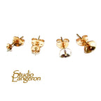 14K Gold Filled Pearl Post Earring Mountings size 3, 4, 5, 6, 7 mm, Jewelry making, Setting, Blank earrings, Gold filled - 1 pair (2 pieces)