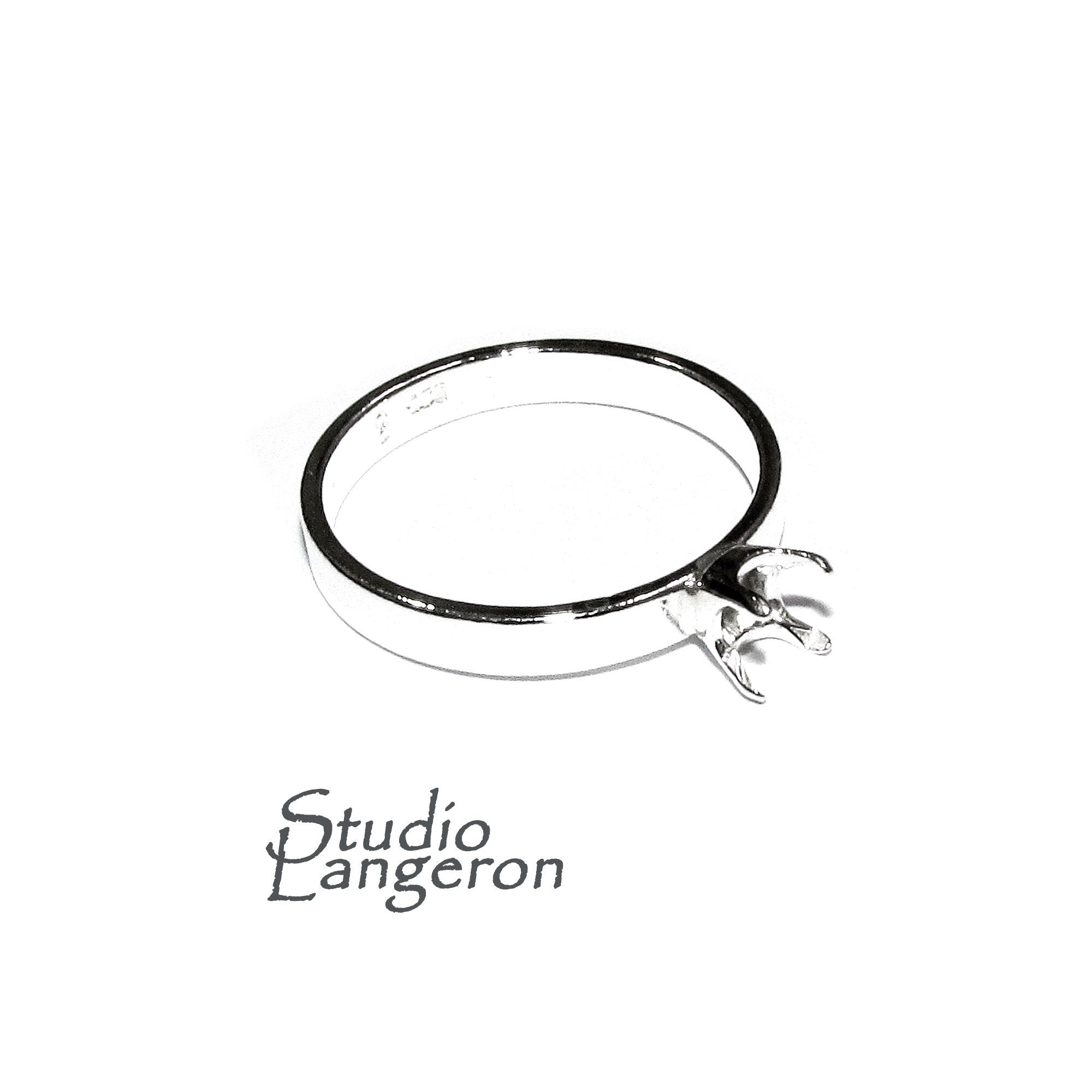 925 sterling silver blank ring with cushion 4-Prong Settings 6x6 mm size 4-11, Jewelry making, silver base ring, Prong setting - 1 piece