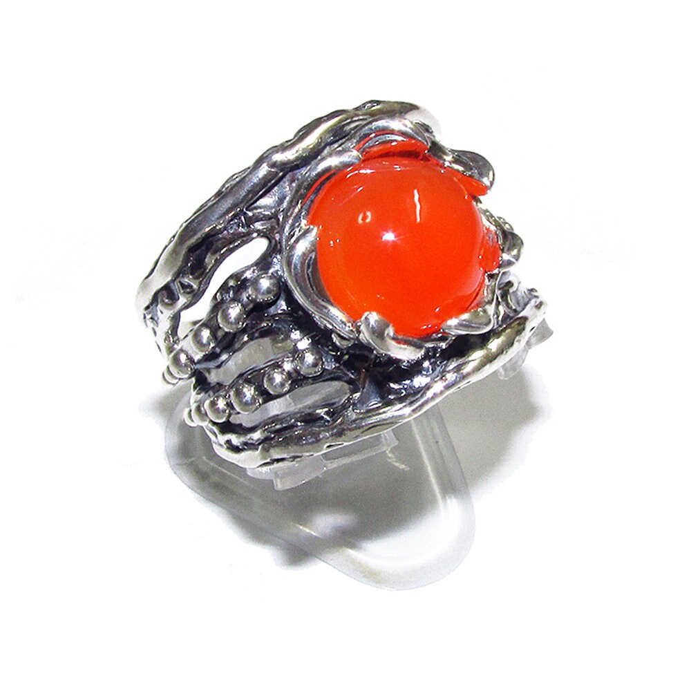 Statement Natural opal ring 925 sterling silver size 8 1/2, Handmade ring, single copy, sterling silver, Orange opal, silver ring, gemstone